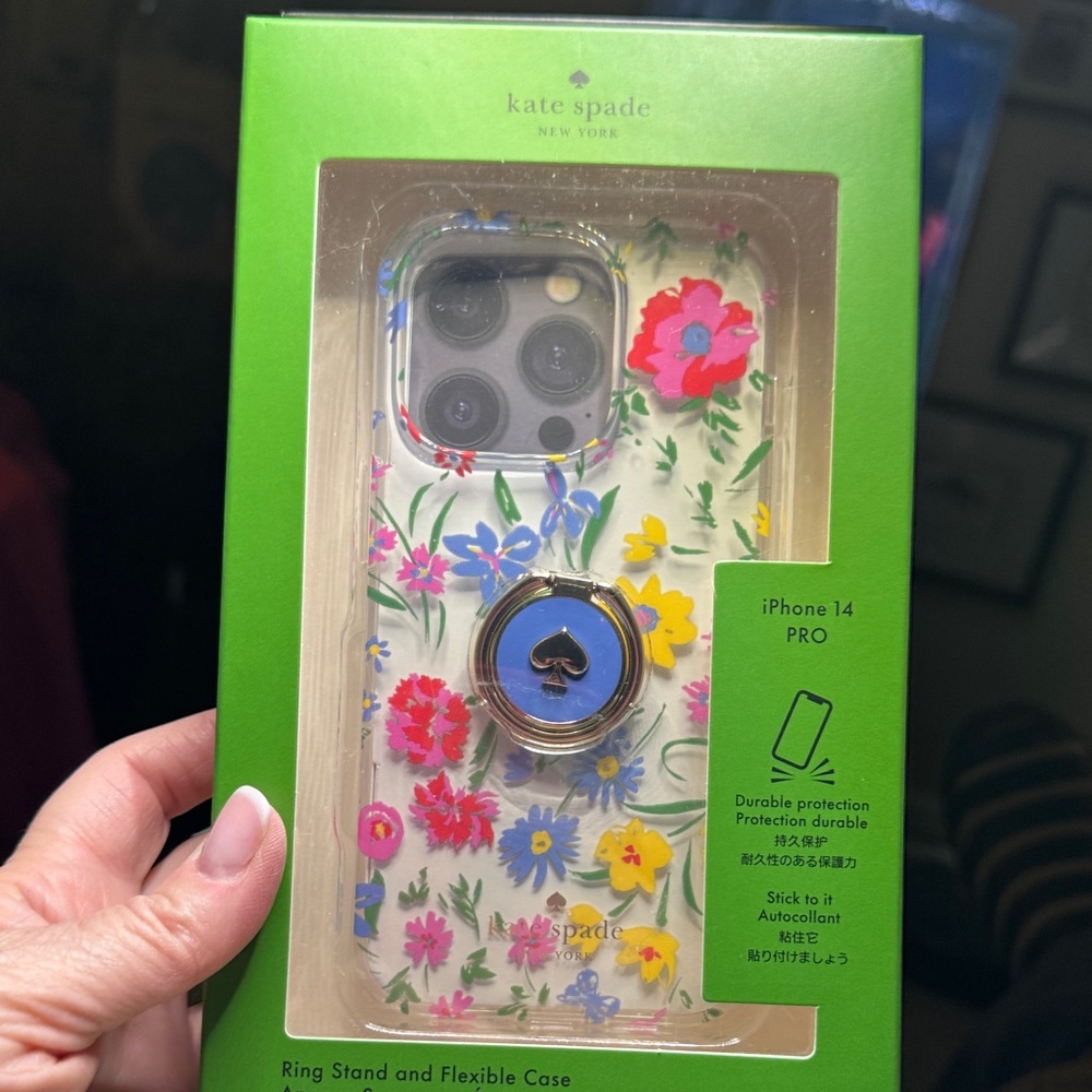 Kate Spade Colorful Floral iPhone 14 Pro Case with Ring